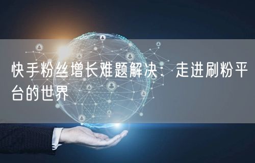 快手粉丝增长难题解决：走进刷粉平台的世界