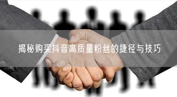 揭秘购买抖音高质量粉丝的捷径与技巧